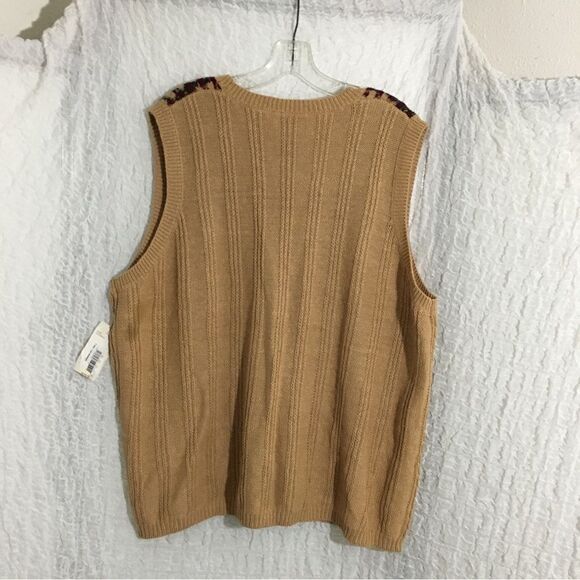 Russ Signature Vtg Brown Knit Vest 2X - Picture 6 of 13